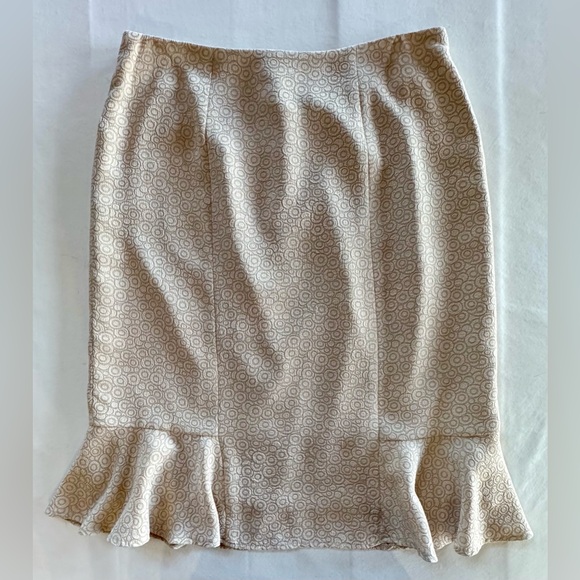 Taupe Jacquard Skirt Set Peplum Flounce Hem (14W) - Picture 13 of 17